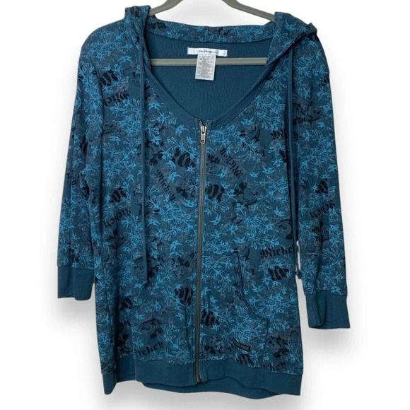 Walt Disney World Y2K Ribbed Mickey Mouse Print Zip Up Hoodie Size XL - Picture 2 of 13